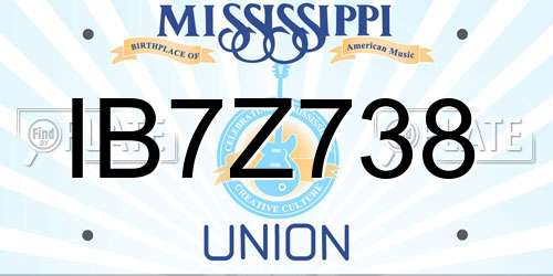 IB7Z738 Mississippi License Plate