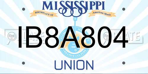 IB8A804 Mississippi License Plate