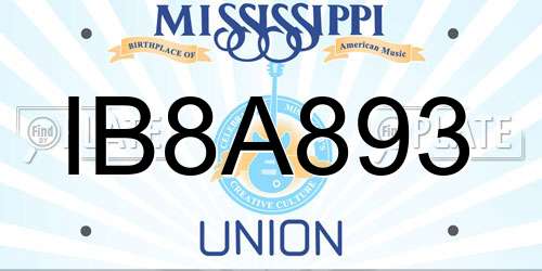 IB8A893 Mississippi License Plate