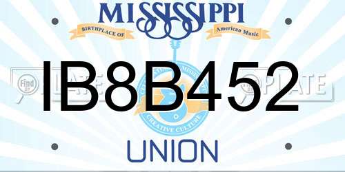 IB8B452 Mississippi License Plate