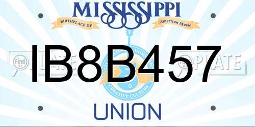 IB8B457 Mississippi License Plate