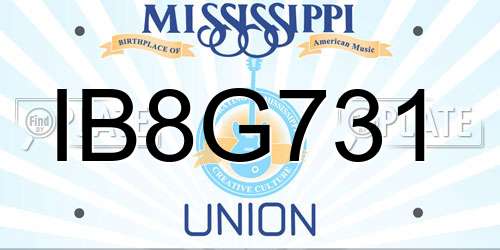 IB8G731 Mississippi License Plate
