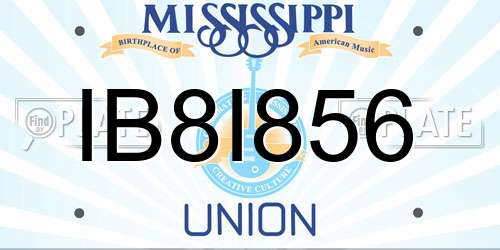 IB8I856 Mississippi License Plate