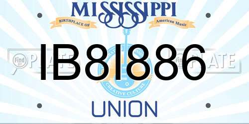 IB8I886 Mississippi License Plate