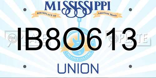 IB8O613 Mississippi License Plate