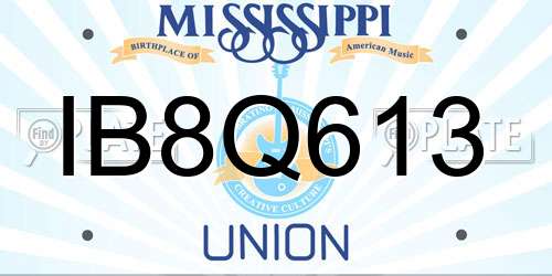 IB8Q613 Mississippi License Plate
