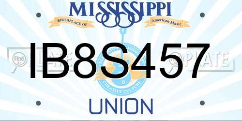 IB8S457 Mississippi License Plate