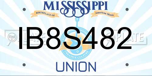 IB8S482 Mississippi License Plate