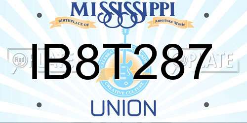 IB8T287 Mississippi License Plate