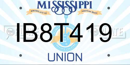 IB8T419 Mississippi License Plate