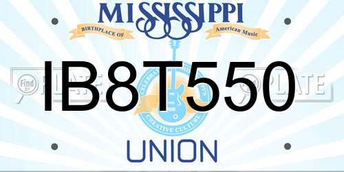 IB8T550 Mississippi License Plate