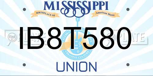 IB8T580 Mississippi License Plate