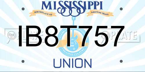 IB8T757 Mississippi License Plate