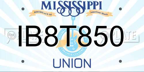 IB8T850 Mississippi License Plate