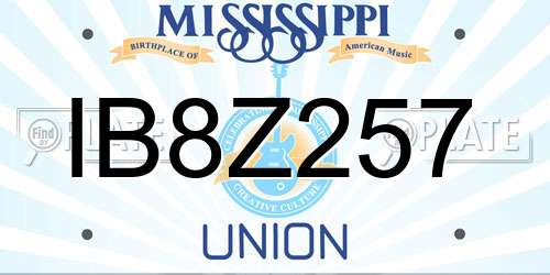 IB8Z257 Mississippi License Plate