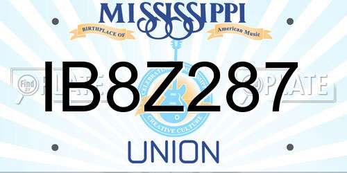IB8Z287 Mississippi License Plate