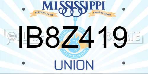 IB8Z419 Mississippi License Plate