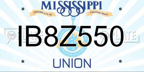 IB8Z550 Mississippi License Plate