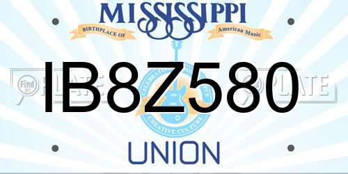 IB8Z580 Mississippi License Plate