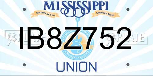IB8Z752 Mississippi License Plate