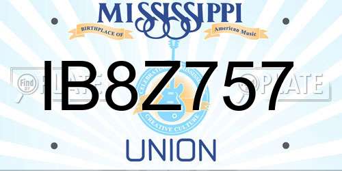 IB8Z757 Mississippi License Plate