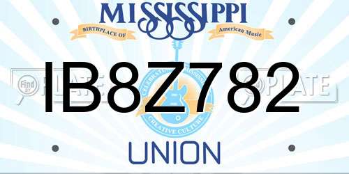 IB8Z782 Mississippi License Plate