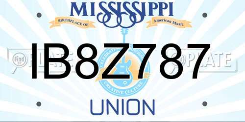 IB8Z787 Mississippi License Plate