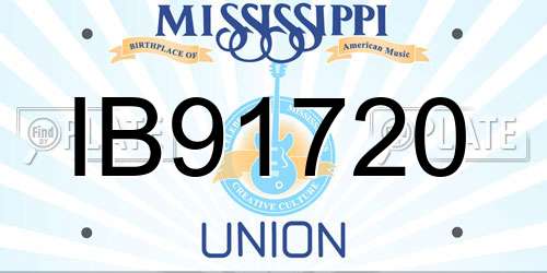 IB91720 Mississippi License Plate