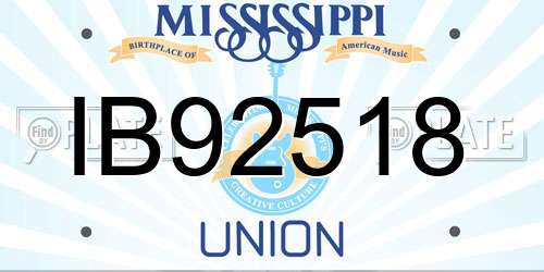 IB92518 Mississippi License Plate