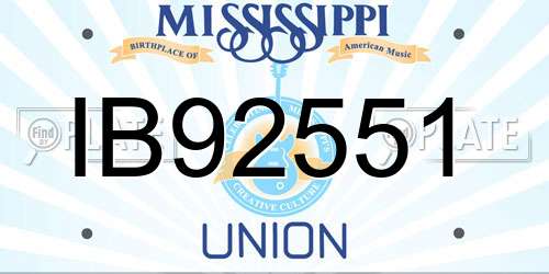 IB92551 Mississippi License Plate