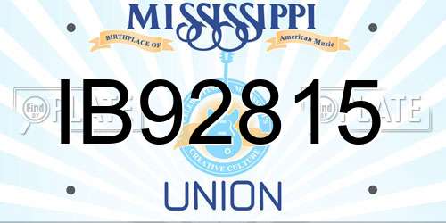 IB92815 Mississippi License Plate