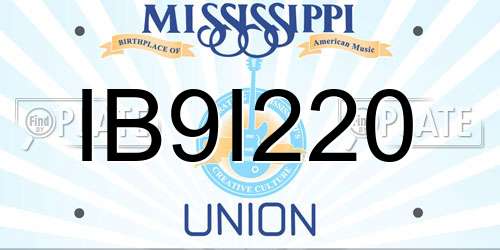 IB9I220 Mississippi License Plate