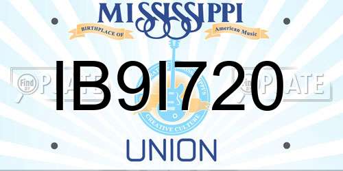 IB9I720 Mississippi License Plate