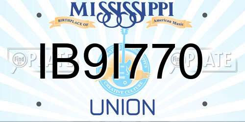 IB9I770 Mississippi License Plate
