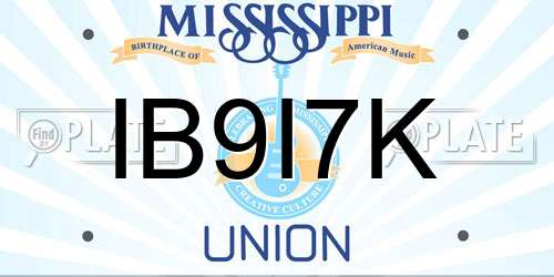 IB9I7K Mississippi License Plate