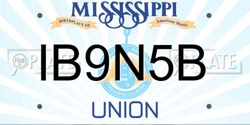 IB9N5B Mississippi License Plate