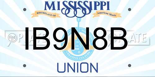 IB9N8B Mississippi License Plate
