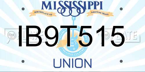 IB9T515 Mississippi License Plate