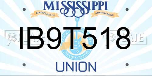 IB9T518 Mississippi License Plate