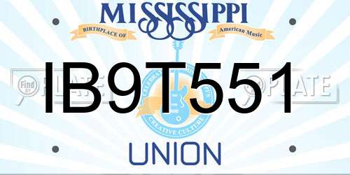 IB9T551 Mississippi License Plate