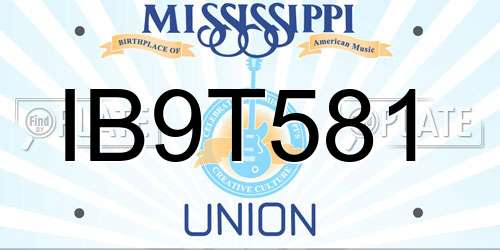 IB9T581 Mississippi License Plate
