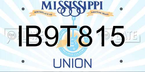 IB9T815 Mississippi License Plate