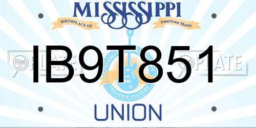 IB9T851 Mississippi License Plate