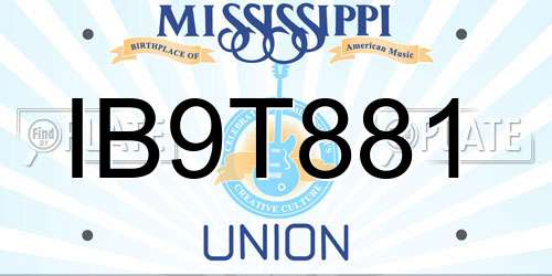 IB9T881 Mississippi License Plate