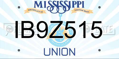 IB9Z515 Mississippi License Plate