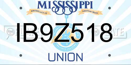 IB9Z518 Mississippi License Plate