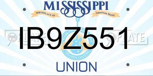 IB9Z551 Mississippi License Plate