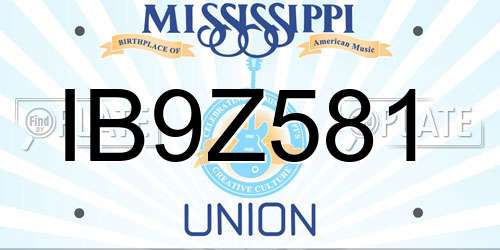 IB9Z581 Mississippi License Plate