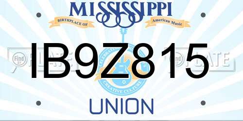 IB9Z815 Mississippi License Plate