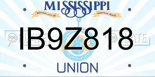 IB9Z818 Mississippi License Plate